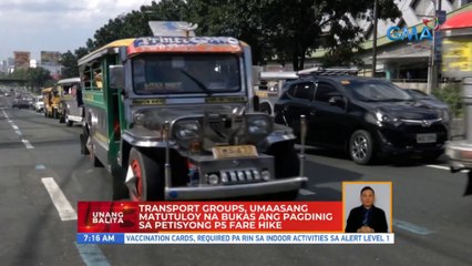 Transport groups, umaasang matutuloy na bukas ang pagdinig sa petisyong P5 fare hike | UB