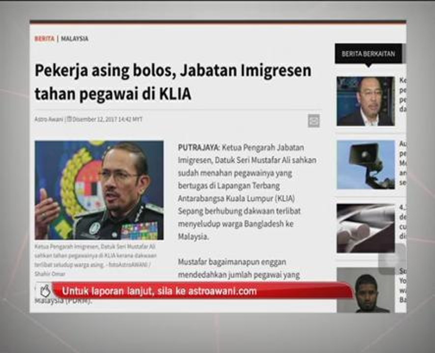 Pekerja asing bolos, Jabatan Imigresen tahan pegawai di KLIA