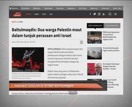 Dua terbunuh susulan Amerika Syarikat iktiraf Baitulmaqdis