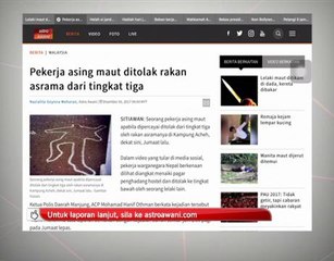 Pekerja asing maut ditolak rakan asrama dari tingkat tiga