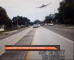 Kamera kereta polis terakam pesawat terhempas