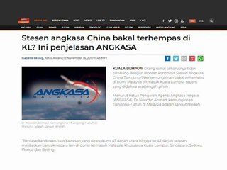 Stesen angkasa China bakal terhempas di KL? & MET tukar sistem maklumat fenomena
