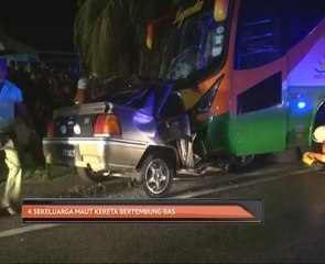 4 sekeluarga maut kereta bertembung bas