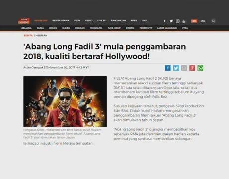 110 juta untuk PLUS & Abang Long Fadil 3 setaraf Hollywood