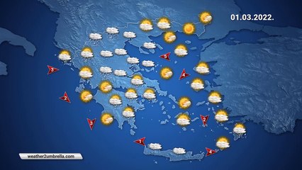 Η πρόγνωση του καιρού για την Τρίτη 01-03-2022
