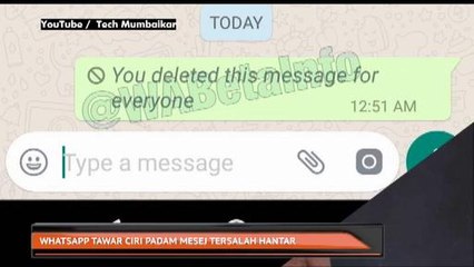 WhatsApp tawar ciri padam mesej tersalah hantar