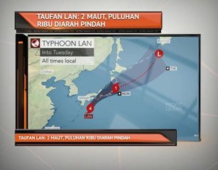 Taufan Lan: 2 maut, puluhan ribu diarah pindah