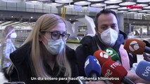 Los ucranianos y españoles evacuados: 