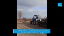 En la guerra todo vale: campesinos ucranianos robaron con un tractor un tanque ruso