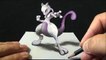 Drawing a 3D MEWTWO- Pokemon Go Anamorphic Illusion
