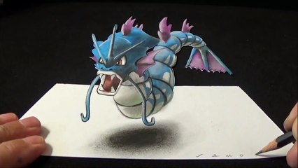 Drawing a GYARADOS 130- 3D Optical Illusion