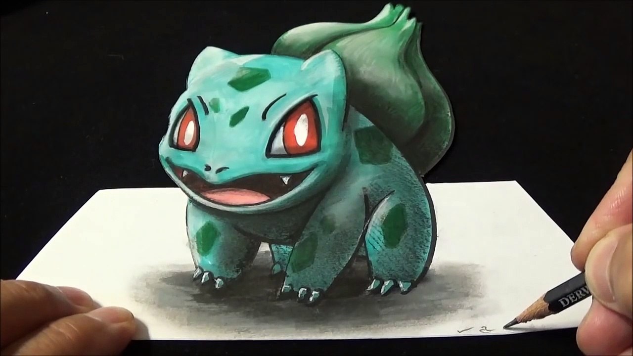 Drawing 3D BULBASAUR 001- Optical Illusion