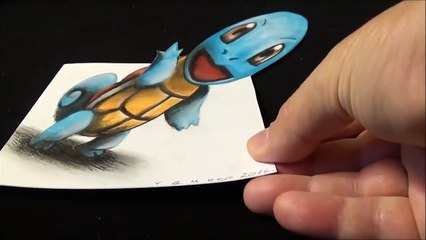 How I Draw a 3D SQUIRTLE- Art Drawing