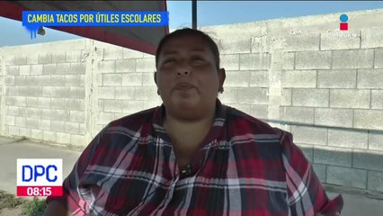 Mujer ofrece tacos a cambio de útiles escolares para su hija con autismo