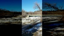 Ice Dam Breaks and Creates Torrential Water Flow