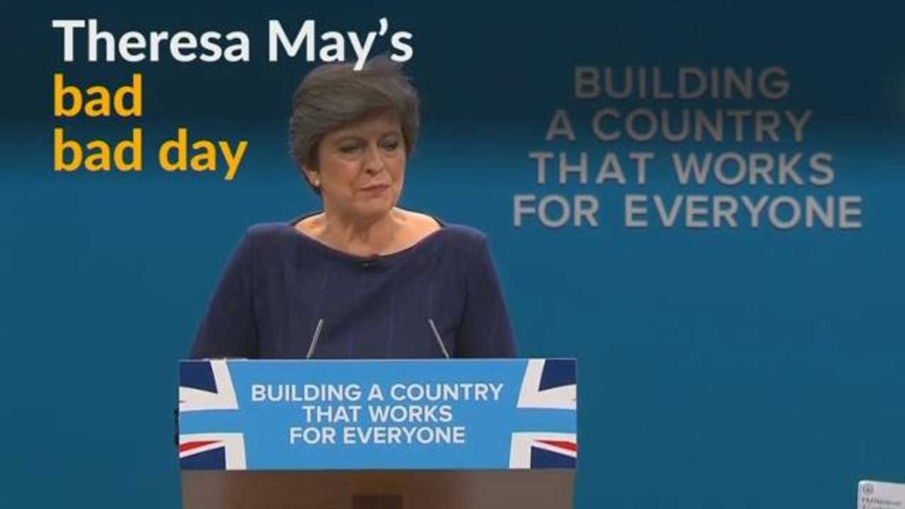 PM May struggles through keynote speech