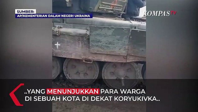 Ukraina Rilis Momen Warga di Koryukivka Hadang Tank Militer Rusia!