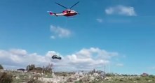 Roccasecca dei Volsci (LT) - Auto cade in dirupo, muore 76enne. Recuperato veicolo con elicottero (28.02.22)