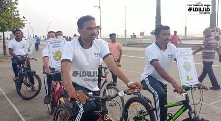 சுற்றுச்சூழலை பாதுகாக்க புதுச்சேரியில் சைக்கிள் பேரணி!