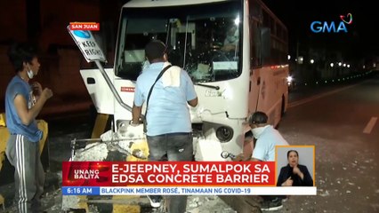 E-jeepney, sumalpok sa EDSA concrete barrier | UB