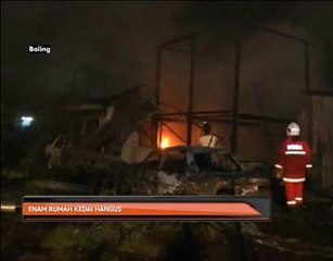Enam rumah kedai hangus