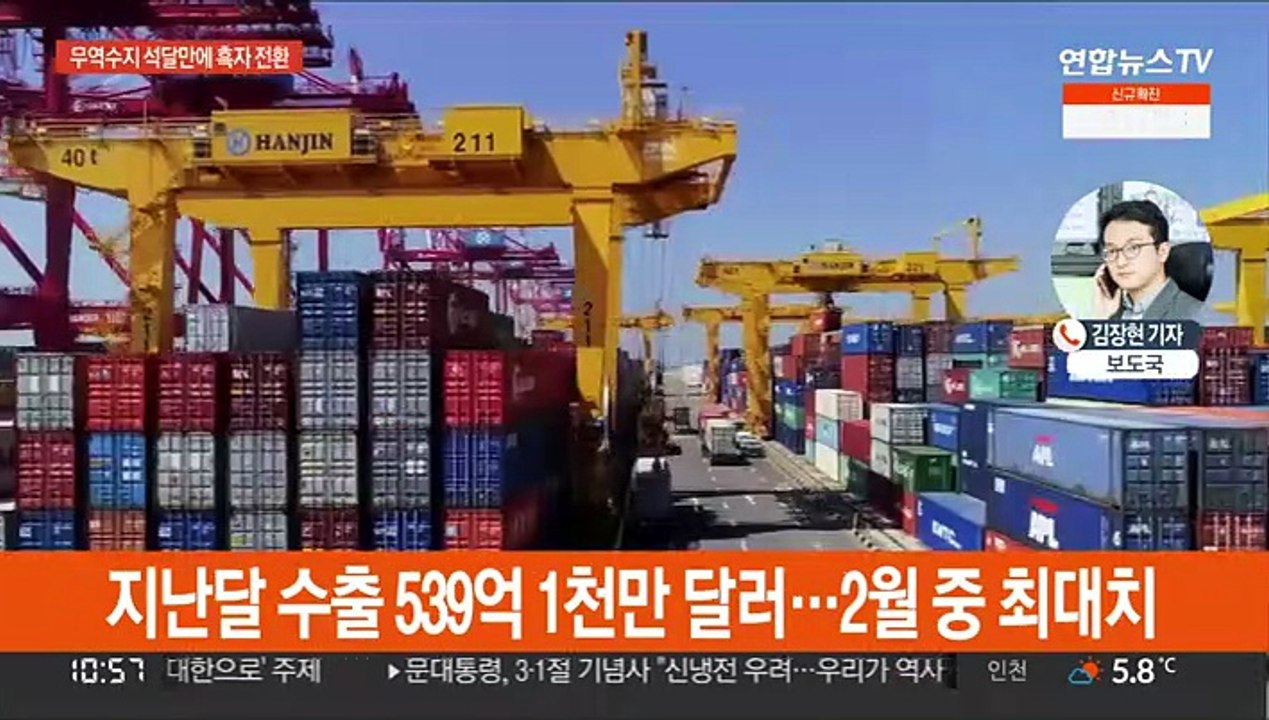 2월 수출 20.6%↑…석달만에 무역수지 흑자 전환