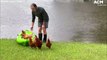 Man rescues chickens from flood waters using a kayak amid Queensland floods | March 1, 2022 | ACM