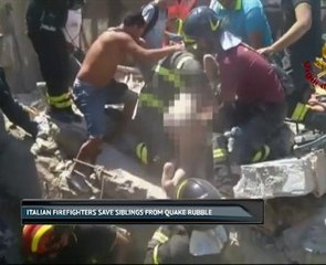 Italian firefighters save siblings from quake rubble