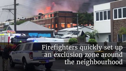 Download Video: Former Wickham Wool Store engulfed in massive fire at Newcastle | Newcastle Herald | March 1, 2022