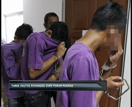 Three youths remanded over forum ruckus