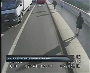 Hunt for jogger who pushed woman into bus