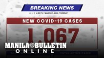 DOH reports 1,067 new cases, bringing the national total to 3,663,059, as of MARCH 1, 2022