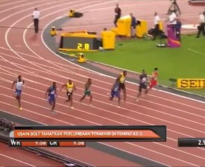 Usain Bolt tamatkan perlumbaan terakhir di tempat ke-3