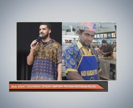 Netizen samakan baju Drake dengan uniform pekerja Restoran Pelita Nasi Kandar