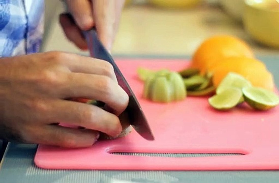 Cutting fruits with knife