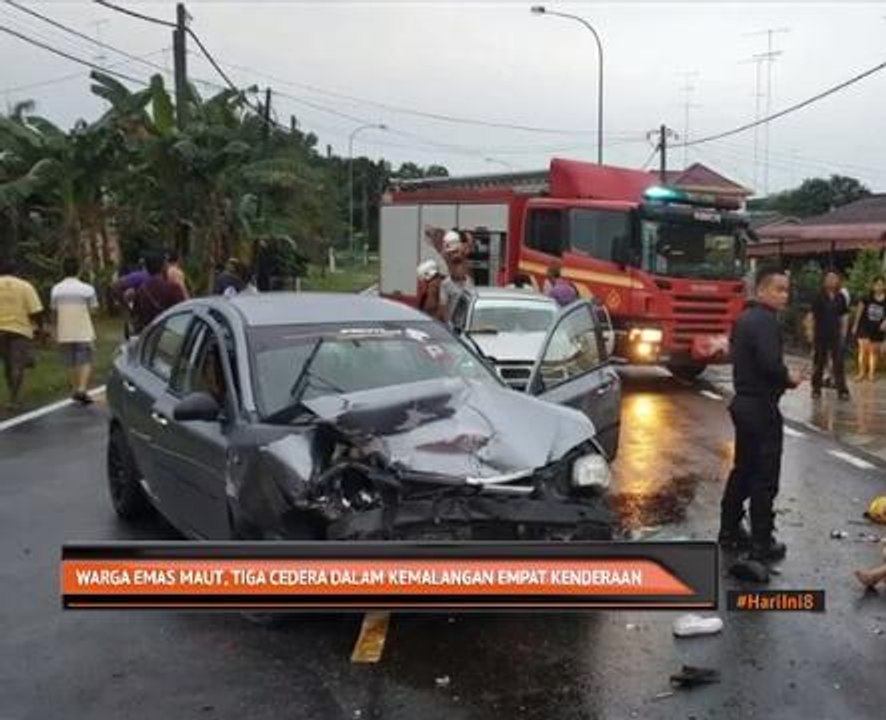 Warga emas maut, tiga cedera dalam kemalangan empat kenderaan