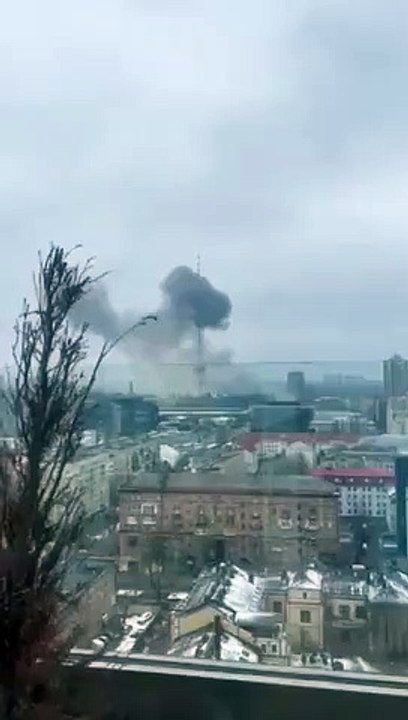 #UkraineRussiaWar:  Russians hit a TV tower in #Kyiv