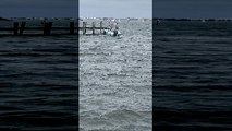 Boat Has Trouble Docking on Windy Day
