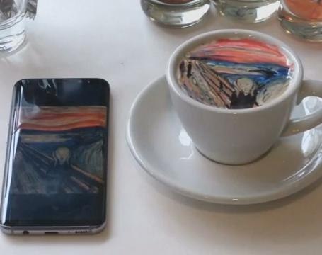 Barista recreates artwork atop coffee