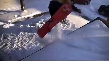 Guy Sending it off Roof with Snowboard Crashes