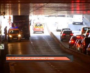 Bas pelancong langgar jambatan Paris, 4 cedera