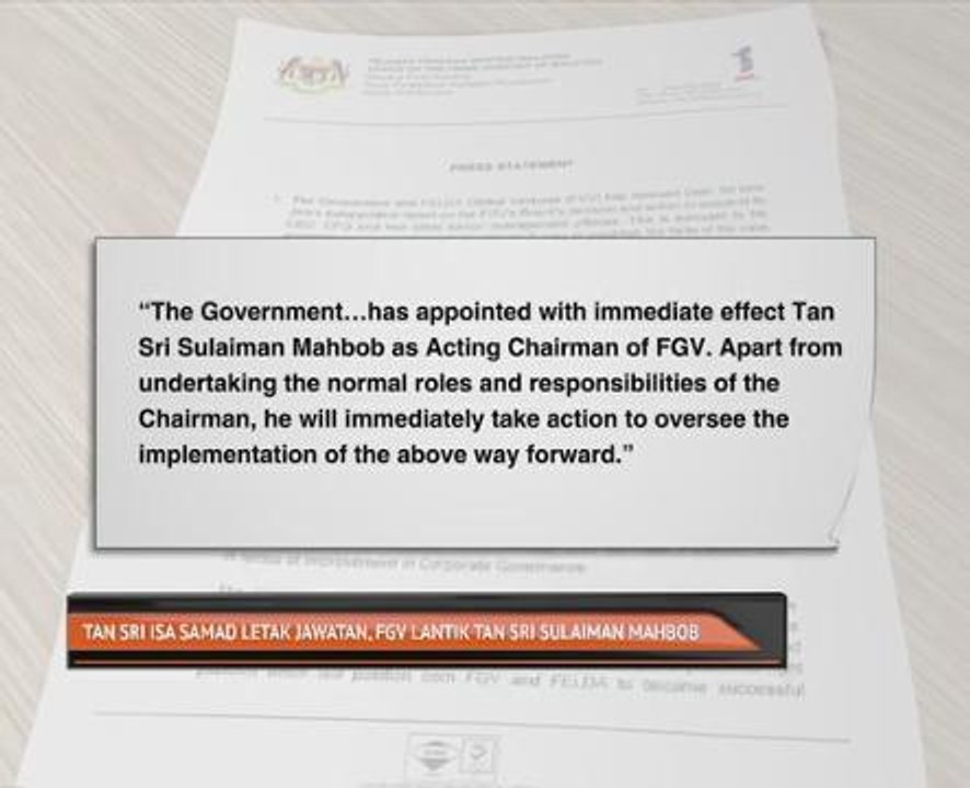 Tan Sri Isa Samad letak jawatan, FGV lantik Tan Sri Sulaiman Mahbob