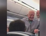 Former President Carter greets passengers on DC-bound flight