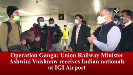Operation Ganga: Union Railway Minister Ashwini Vaishnaw receives Indian nationals at IGI Airport