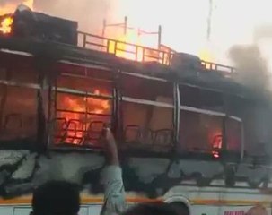 Eight people charred to death in Indian bus fire