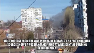 Russian Tank Fires Directly At Residential Building Nearly Hits Person Filming