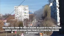 Russian Tank Fires Directly At Residential Building Nearly Hits Person Filming
