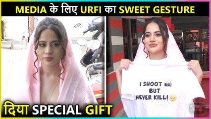 Urfi Javed's Sweet Gesture For Media | Distributes T-shirt