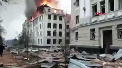 Ukrayna alev alev! Harkov'da emniyet ve üniversite binası vuruldu