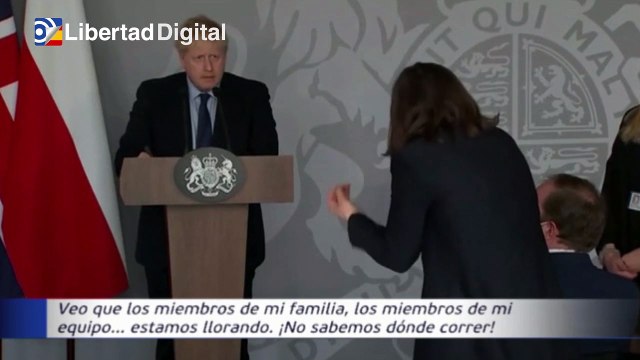 Una periodista ucraniana pide llorando a Boris Jonhson sanciones más duras contra Rusia